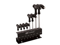 Sada imbusových kľúčov s T-rúčkou FORCE + stojan, čierna