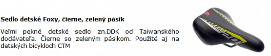 Sedlo detské Foxy, čierne, zelený pásik