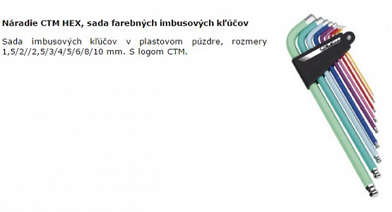 Sada imbusových kľúčov CTM HEX, multi colour