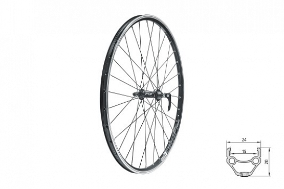 Zapletené koleso predné KLS DRAFT V-brake F, 26", black