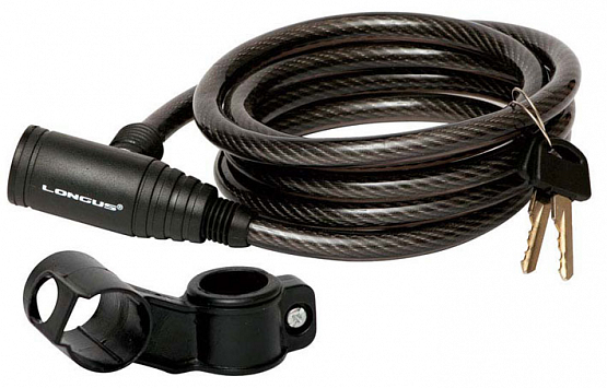 Zámok špirálový+držiak 10/1800mm čierny