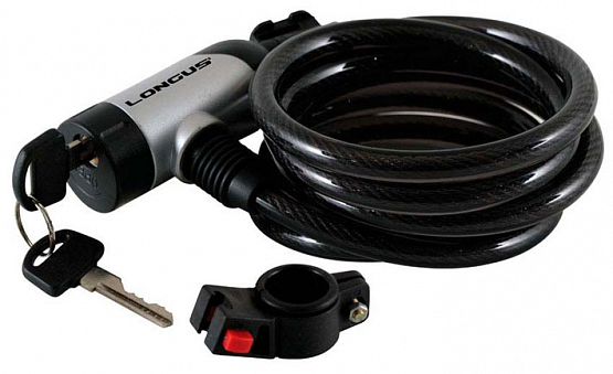 Zámok špirálový+držiak 10/1800mm strieborný