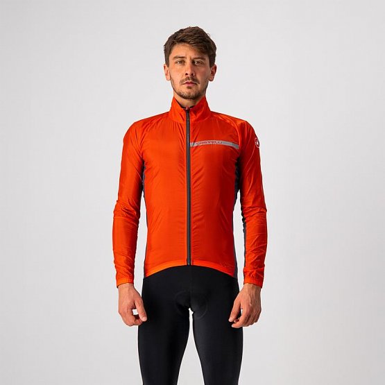 Bunda CASTELLI Squadra Stretch, červeno oranžová, L Bunda CASTELLI Squadra Stretch, červeno oranžová, L