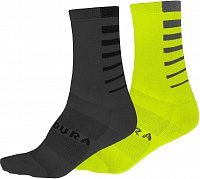 Endura CoolMax Race 2-P Socks, yellow/grey