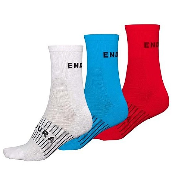 Endura CoolMax Race 3-P Socks, white/blue/red