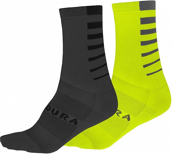 Endura CoolMax Race 2-P Socks, yellow/grey