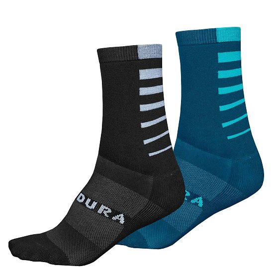 Endura CoolMax Race 2-P Socks, black/blue, S-M