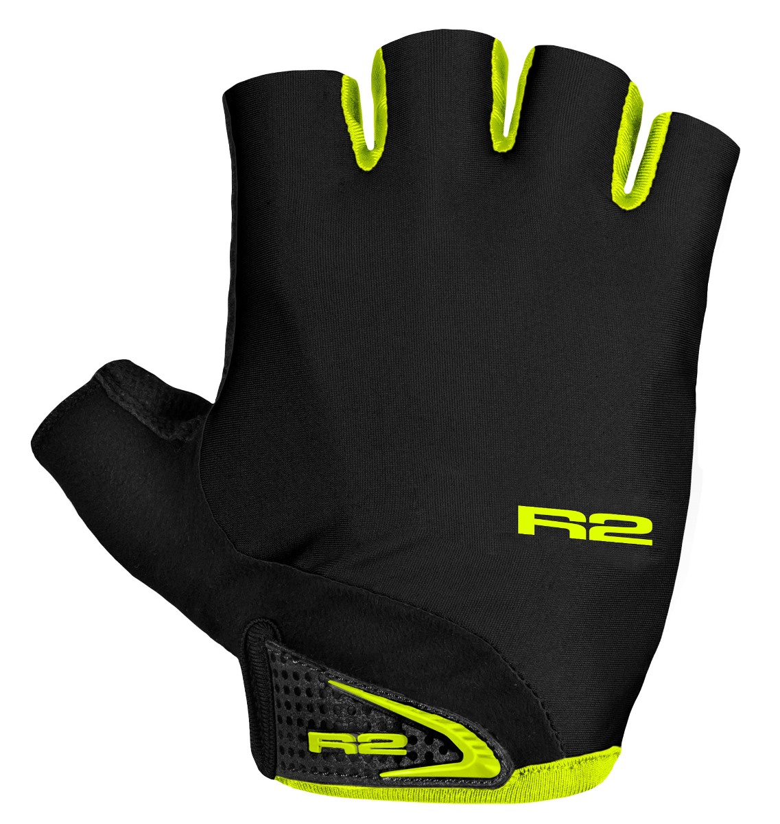 Cyklistické rukavice R2 Riley, čierne/neon žlté