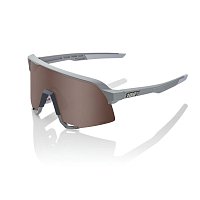 100% S3, Soft Tact Stone Grey - HiPER Crimson Silver Mirror Lens