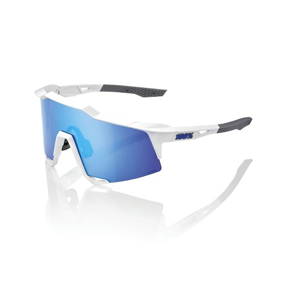 100% Speedcraft, Matte White - HiPER Blue Multilayer Mirror Lens