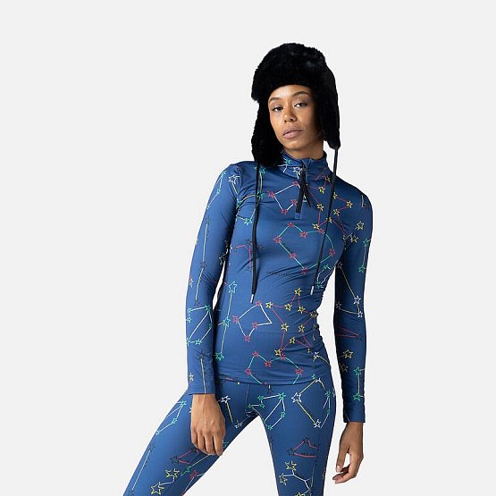 ROSSIGNOL W BOOSTER 1/2 ZIP TOP, navy blue ROSSIGNOL W BOOSTER 1/2 ZIP TOP, navy blue
