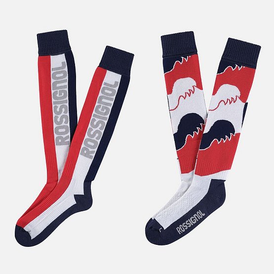 ROSSIGNOL Rooster Ski Socks, 2 páry v balení, blue/red/white, M ROSSIGNOL Rooster Ski Socks, 2 páry v balení, blue/red/white, M