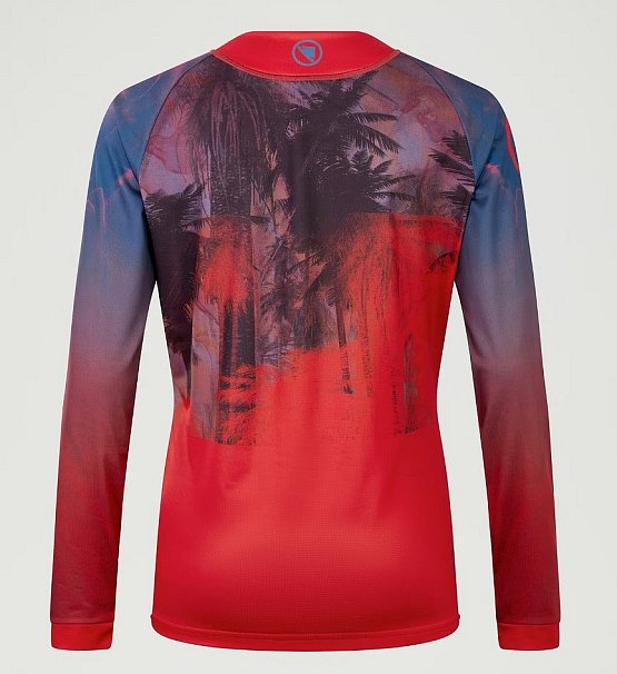 ENDURA Wms Tropical L/S Tee LTD, pomegranate