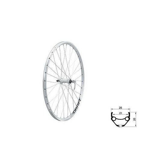 Zapletené koleso predné KLS DRAFT V-brake F, 26", silver