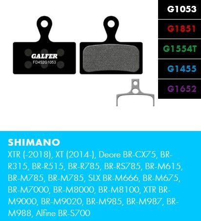 Brzdové platničky GALFER FD452 - Shimano - Standard