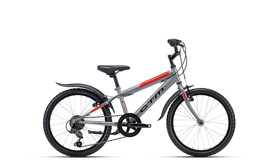 CTM Scooby 1.0 20" 2025, matná šedá/neónová červená, 11"