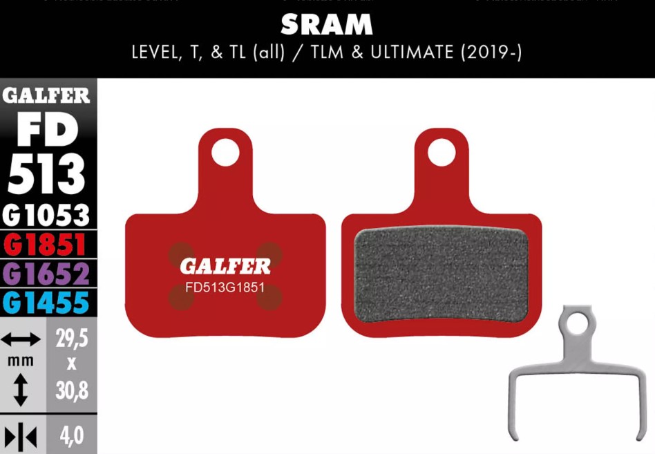 Brzdové platničky GALFER G1851 Advanced - SRAM, organické