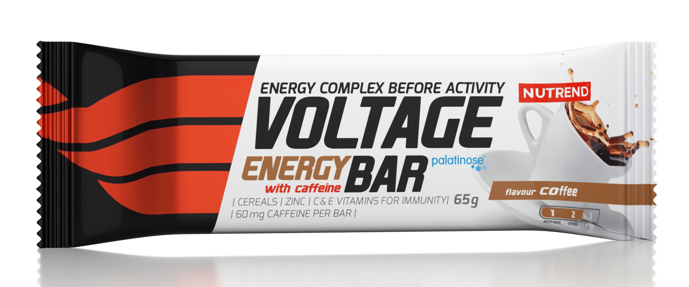 Tyčinka NUTREND Voltage Energy Bar + kofein, 65g, káva