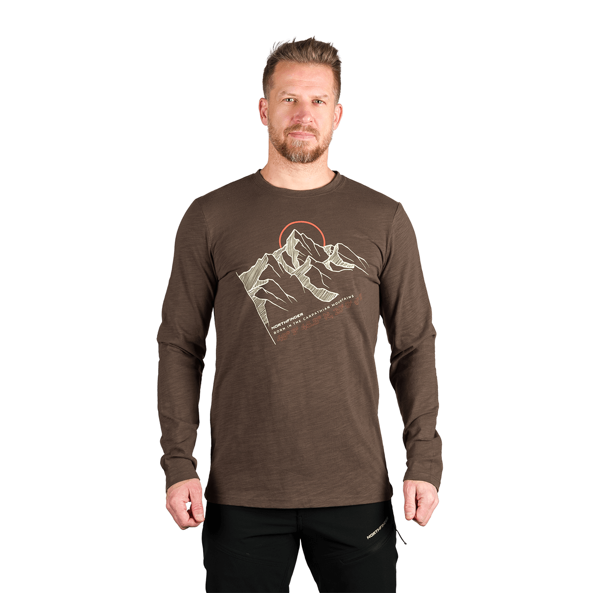 NORTHFINDER pánske tričko z organickej slub bavlny DARU, mustang