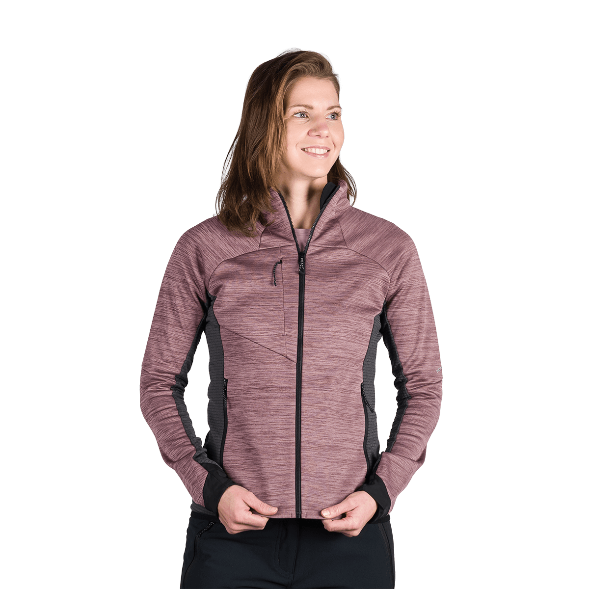 NORTHFINDER dámsky aktívny komfortný melanžový sveter JACLYN, plumblack