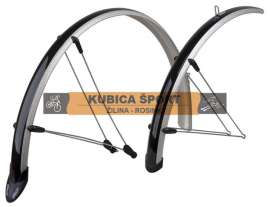 Blatníky PRO-T TREKKING, plast, so zásterkou, strieborna/čierna, 28"