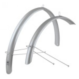 Blatníky FORCE ALUFLEX, trekking + vzpery, strieborné, 28"